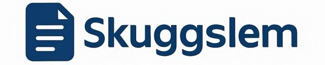 Skuggslem-logotyp med blått dokumentikon på mörk bakgrund, som representerar nedladdning av PDF-filer för olika ärenden.