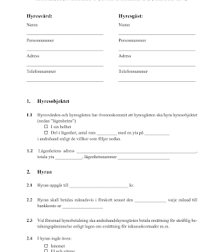 Ladda ner gratis andrahandskontrakt och mallar för hyresavtal i andra hand