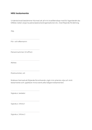 Exempel P Testamente Ladda Ner Gratis Mallar Och Tips F r Ditt 