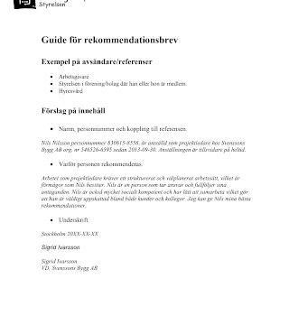 Ladda ner exempel på rekommendationsbrev och mallar för olika avsändare