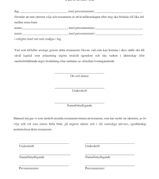 Ladda ner gratis mall för testamente enskild egendom – Så gör du rätt!