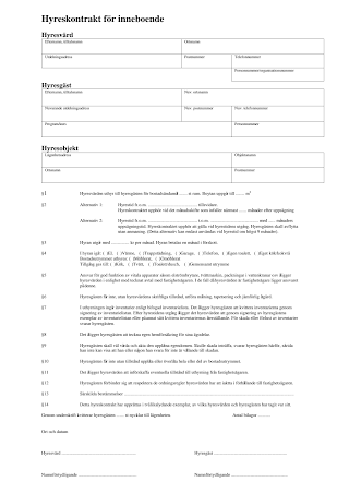 Ladda ner gratis mallar för avtal inneboende och hyreskontrakt inneboende