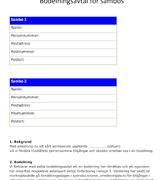 Ladda ner bodelningsavtal för sambor – En guide till rättvis fördelning